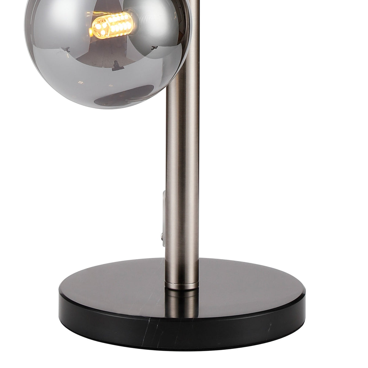Shute 4lt Table Lamp in Satin Nickel & Smoked Plated Glass