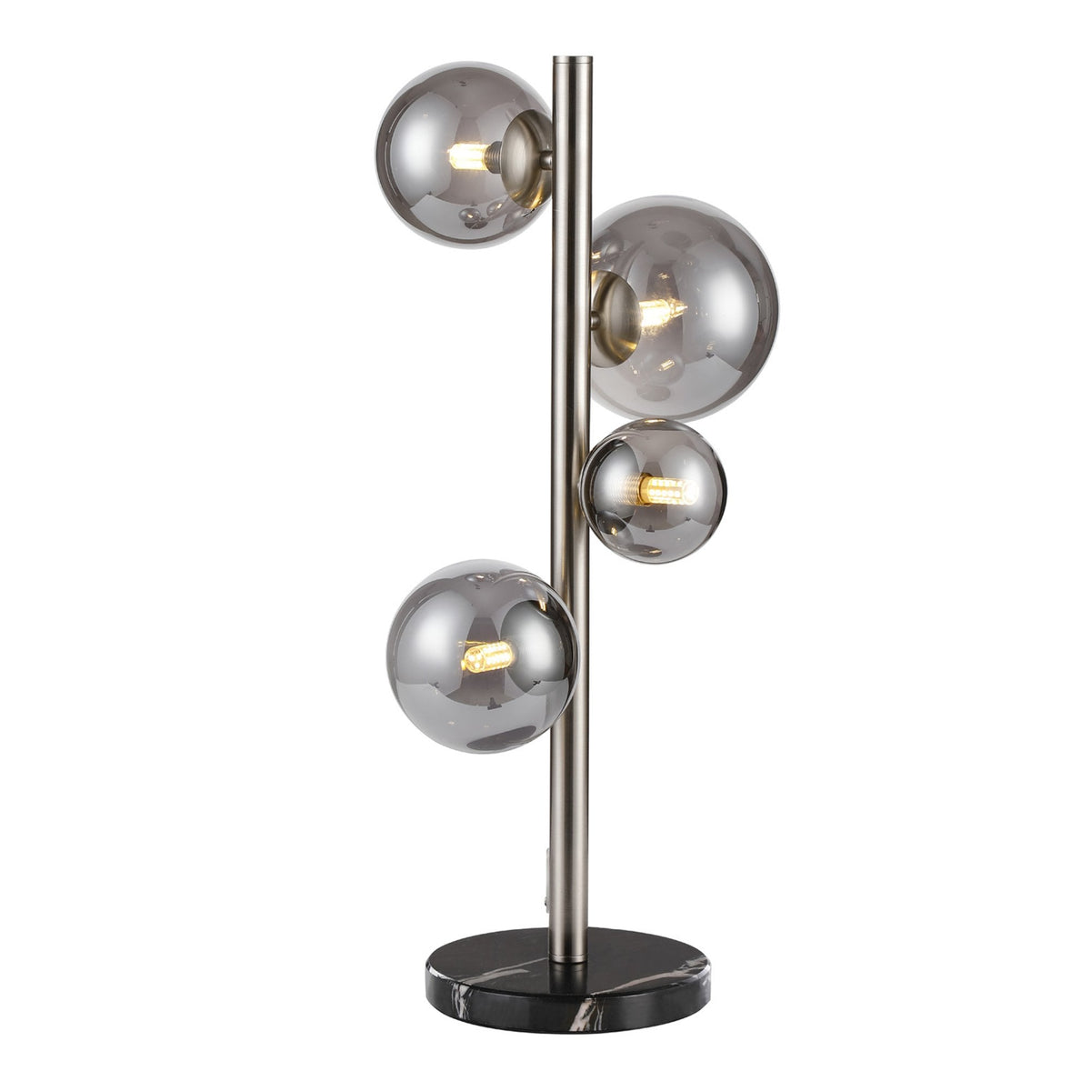 Shute 4lt Table Lamp in Satin Nickel & Smoked Plated Glass