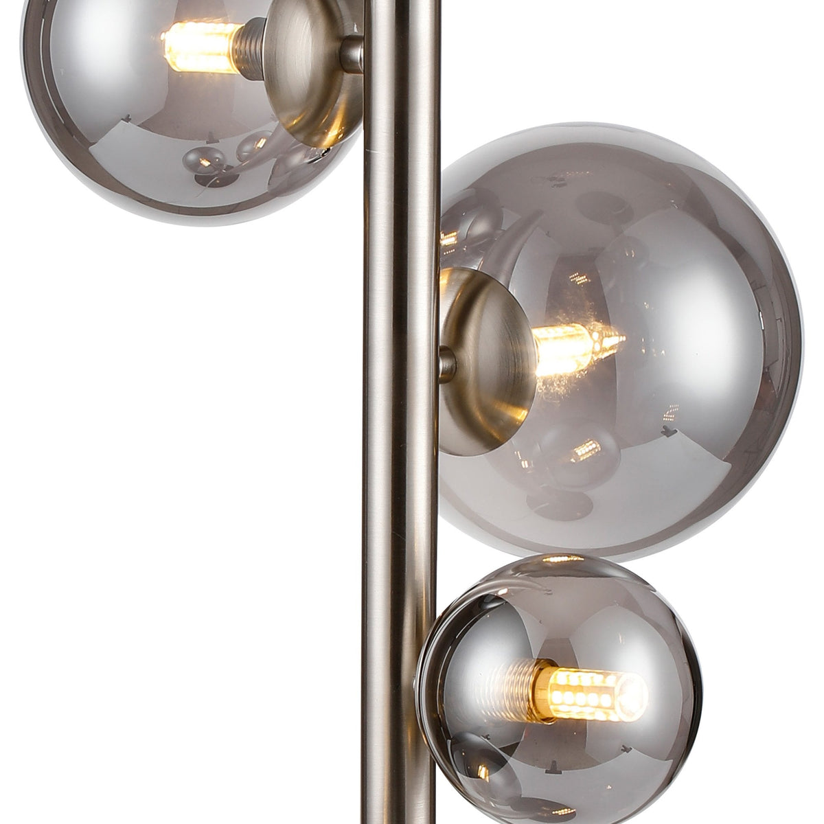 Shute 4lt Table Lamp in Satin Nickel & Smoked Plated Glass
