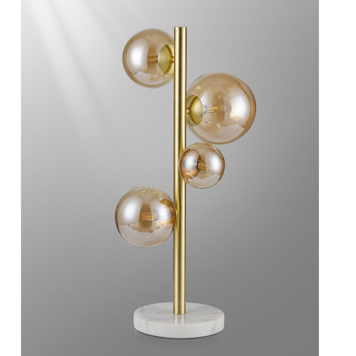 Shute 4lt Table Lamp in Satin Gold & Amber Plated Glass
