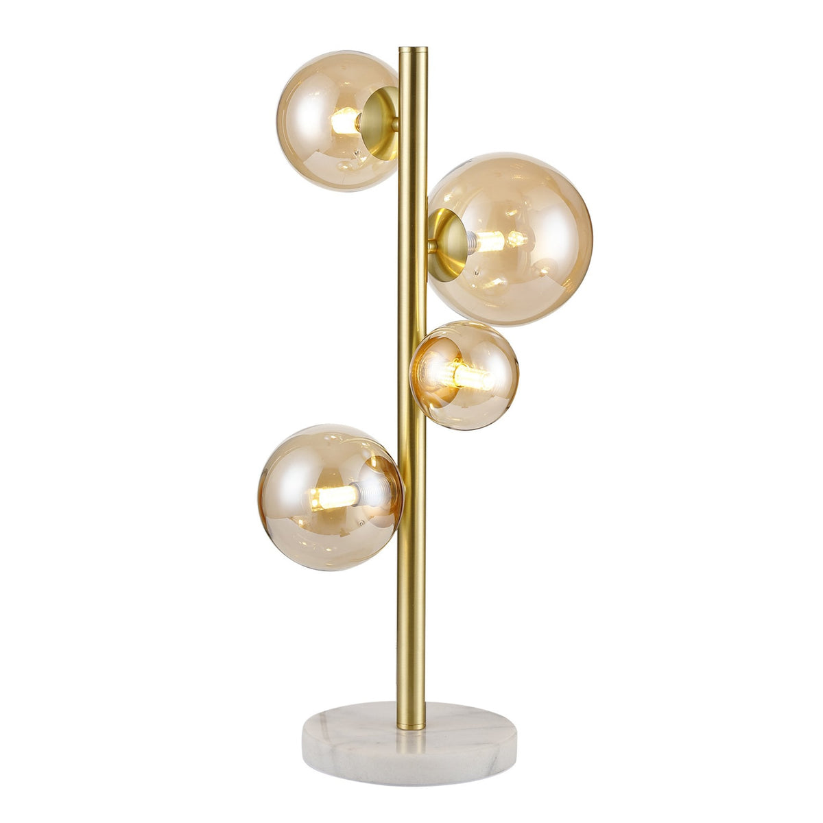 Shute 4lt Table Lamp in Satin Gold & Amber Plated Glass