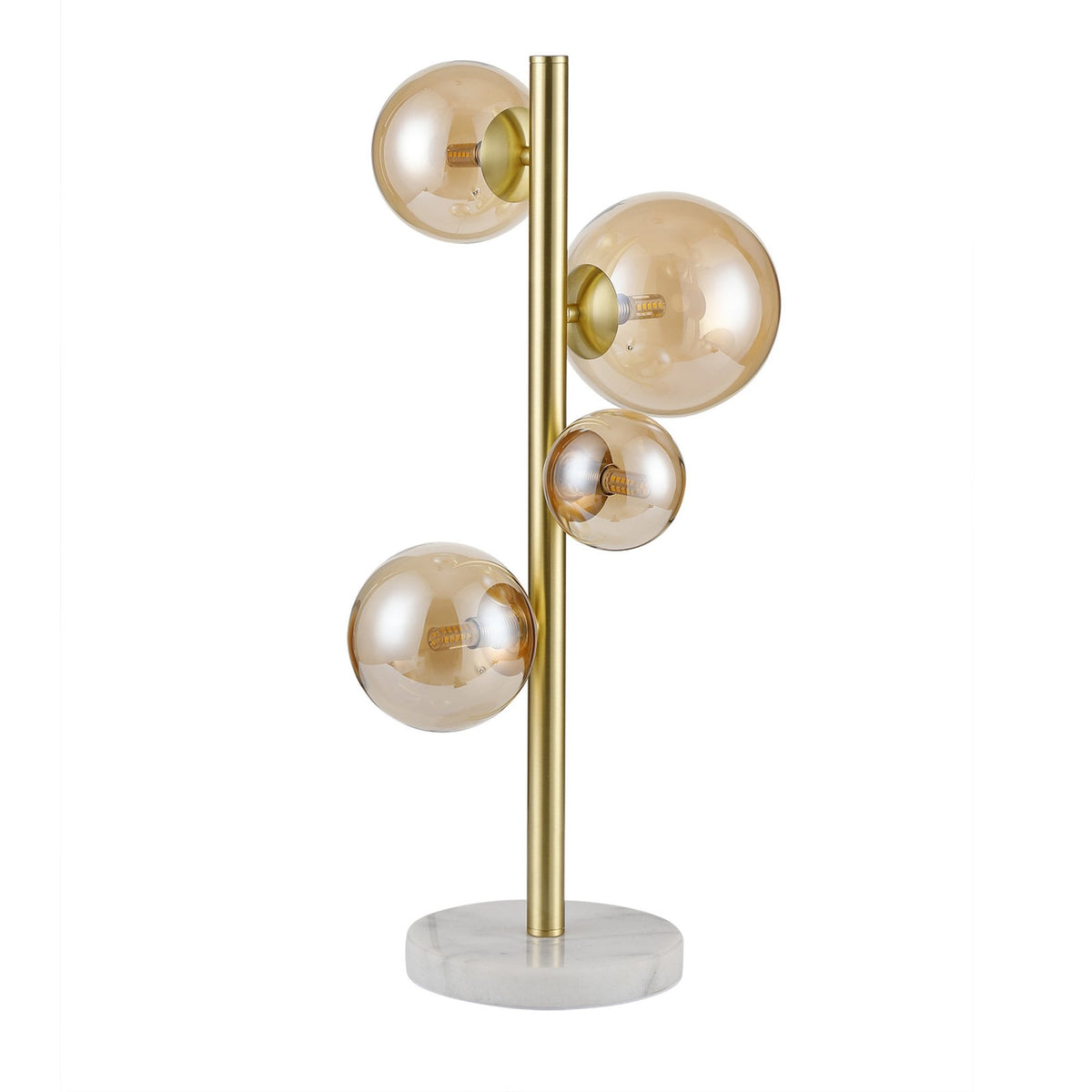 Shute 4lt Table Lamp in Satin Gold & Amber Plated Glass
