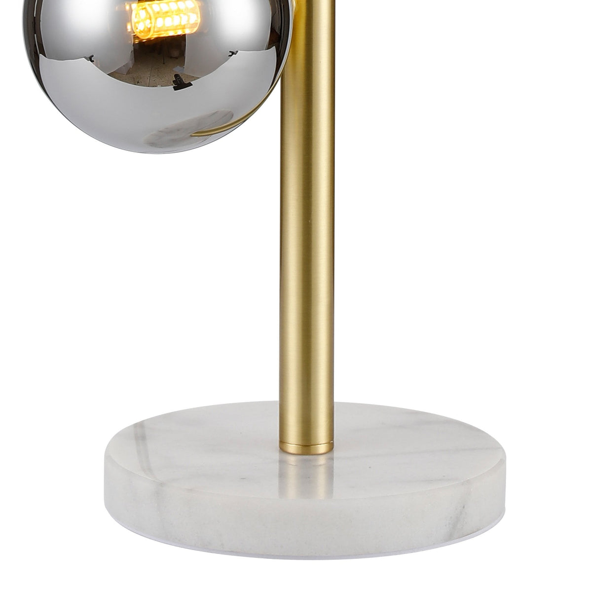 Lumiere Shute 4lt Table Lamp in Satin Gold & Chrome Plated Glass with a white marble base