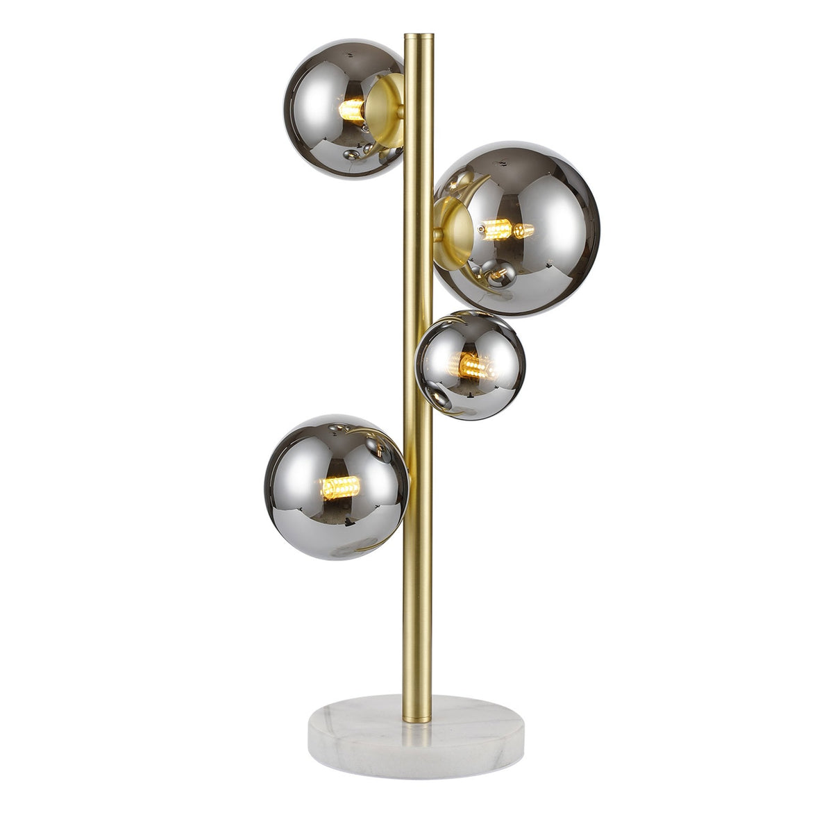 Shute 4lt Table Lamp in Satin Gold & Chrome Plated Glass