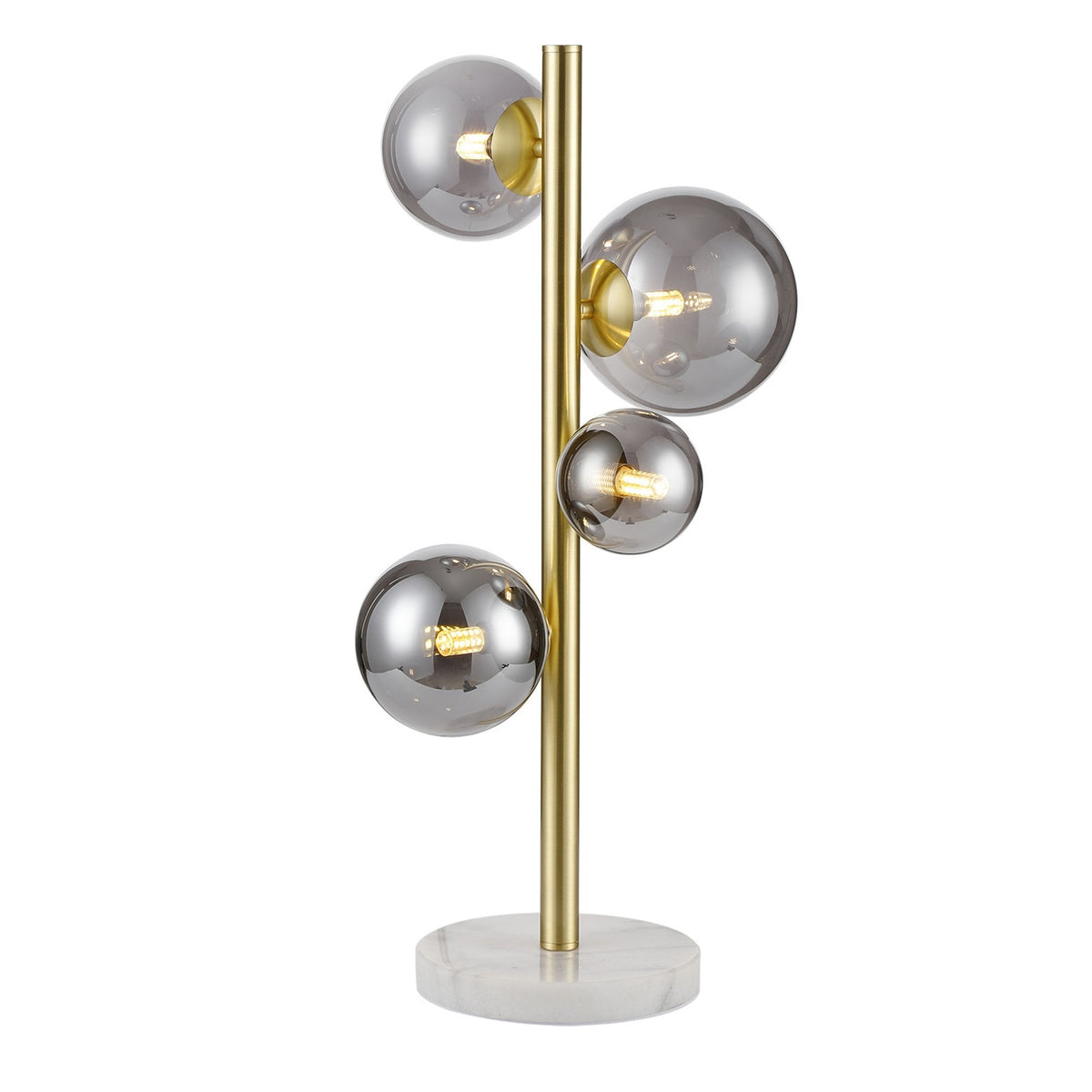 Shute 4lt Table Lamp in Satin Gold & Smoked Plated Glass