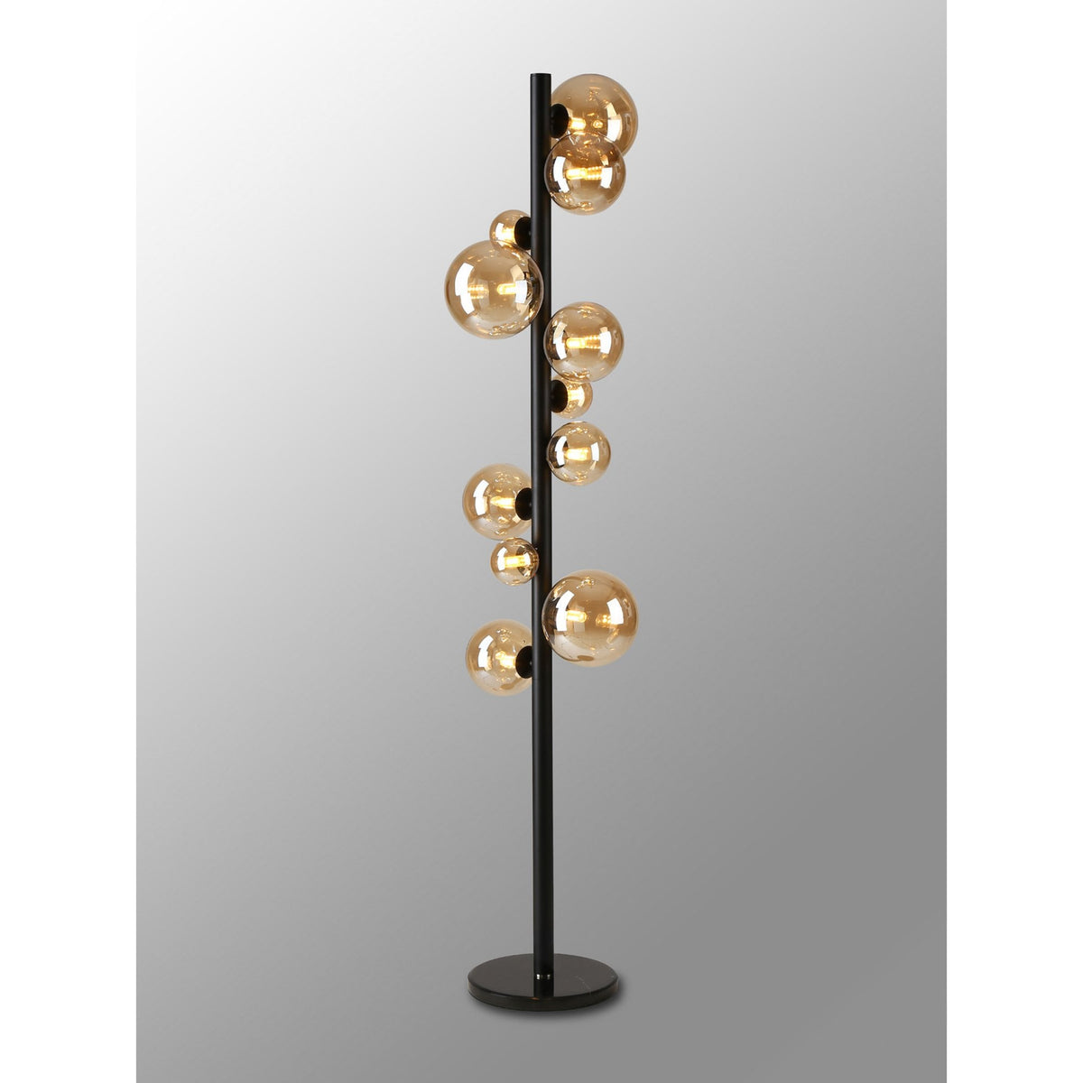 Shute 11lt Floor Lamp Satin & Amber Plated Glass