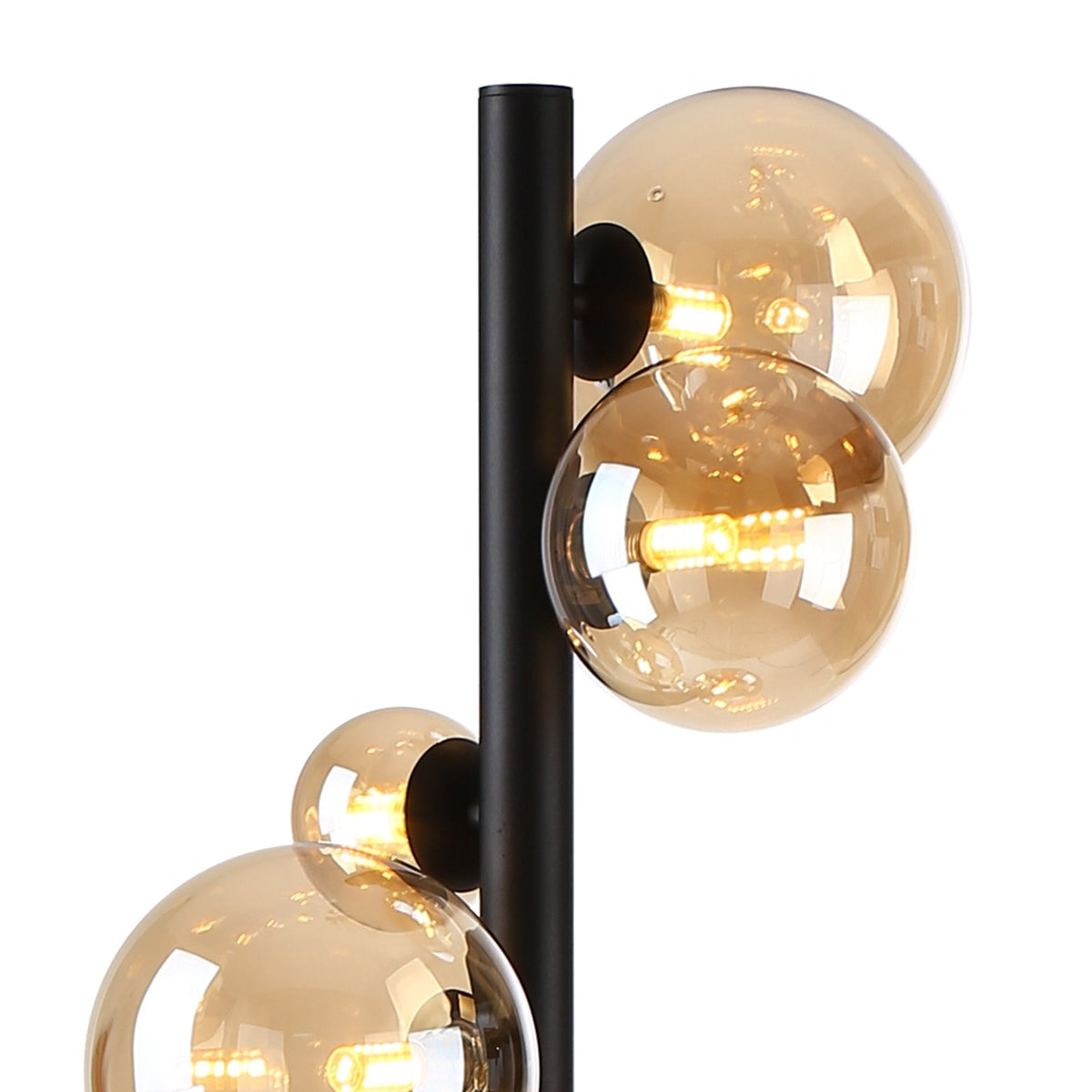 Shute 11lt Floor Lamp in Satin Black & Amber Plated Glass