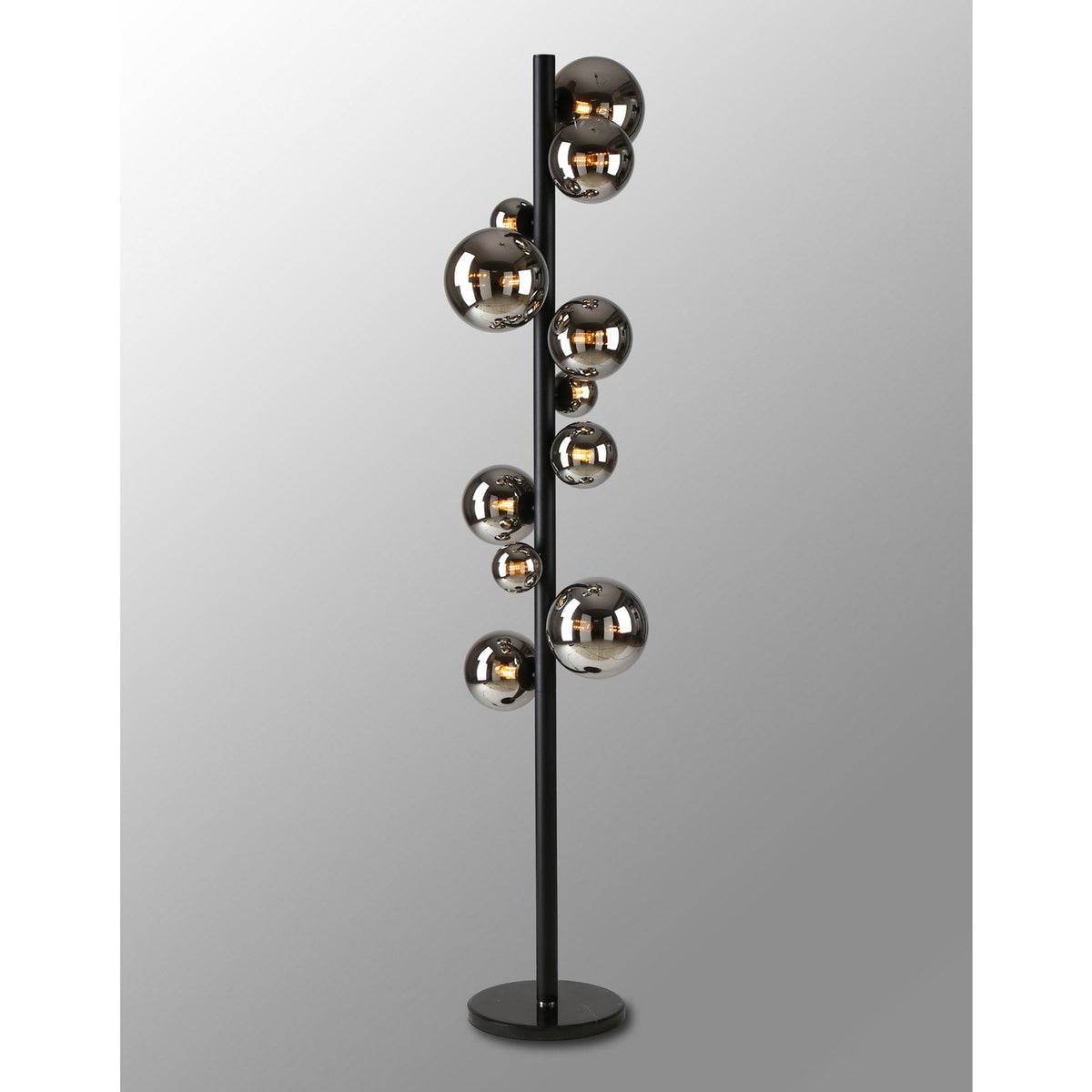 Shute 11lt Floor Lamp Satin & Chrome Plated Glass