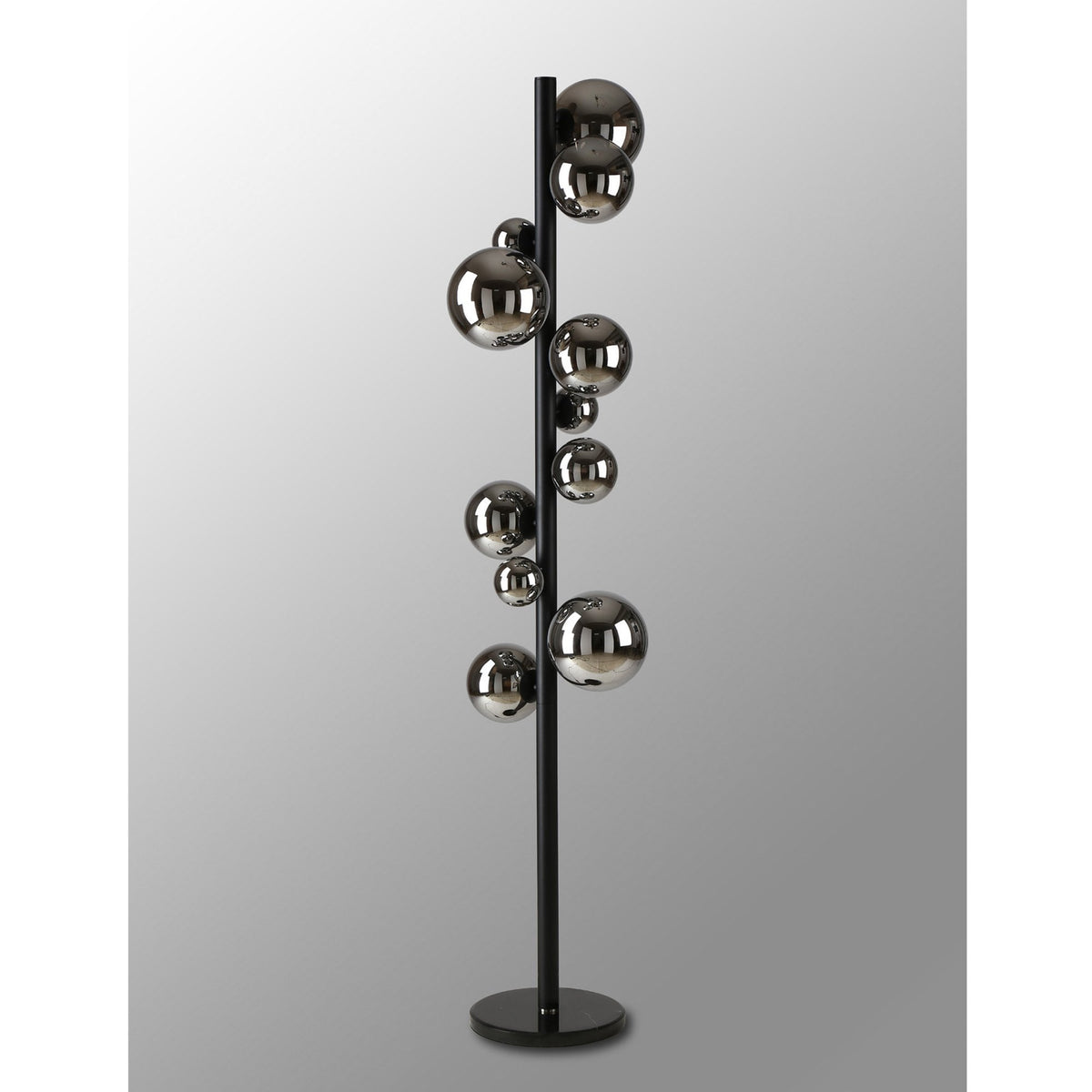 Shute 11lt Floor Lamp in Satin Black & Chrome Plated Glass