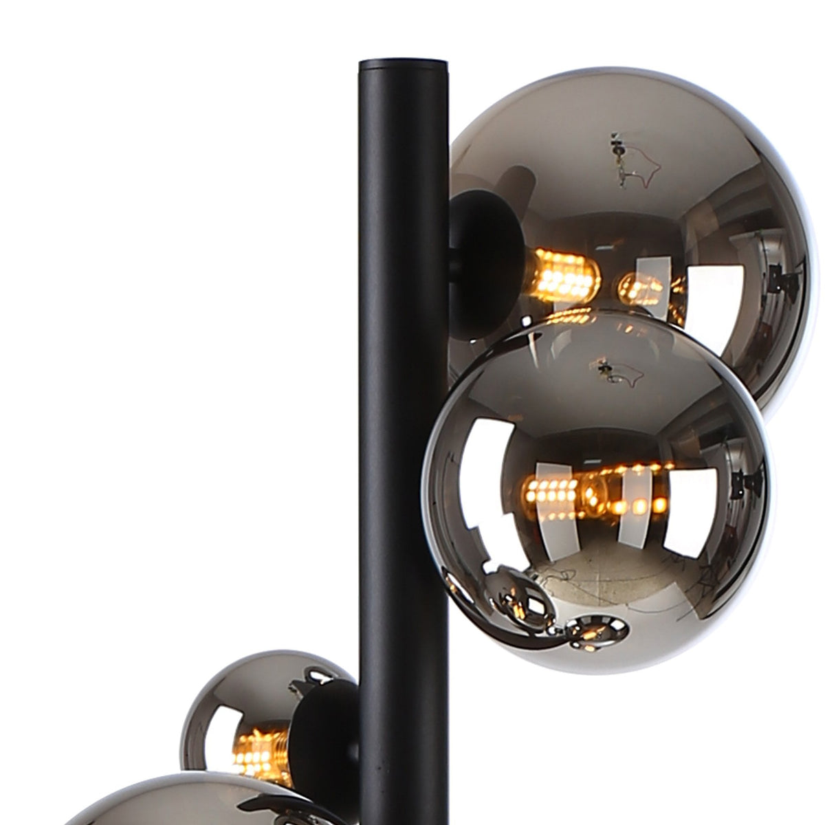 Shute 11lt Floor Lamp in Satin Black & Chrome Plated Glass