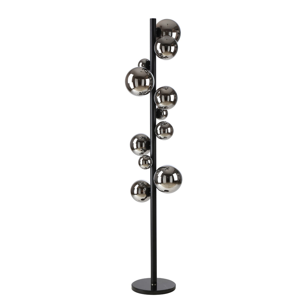 Shute 11lt Floor Lamp in Satin Black & Chrome Plated Glass