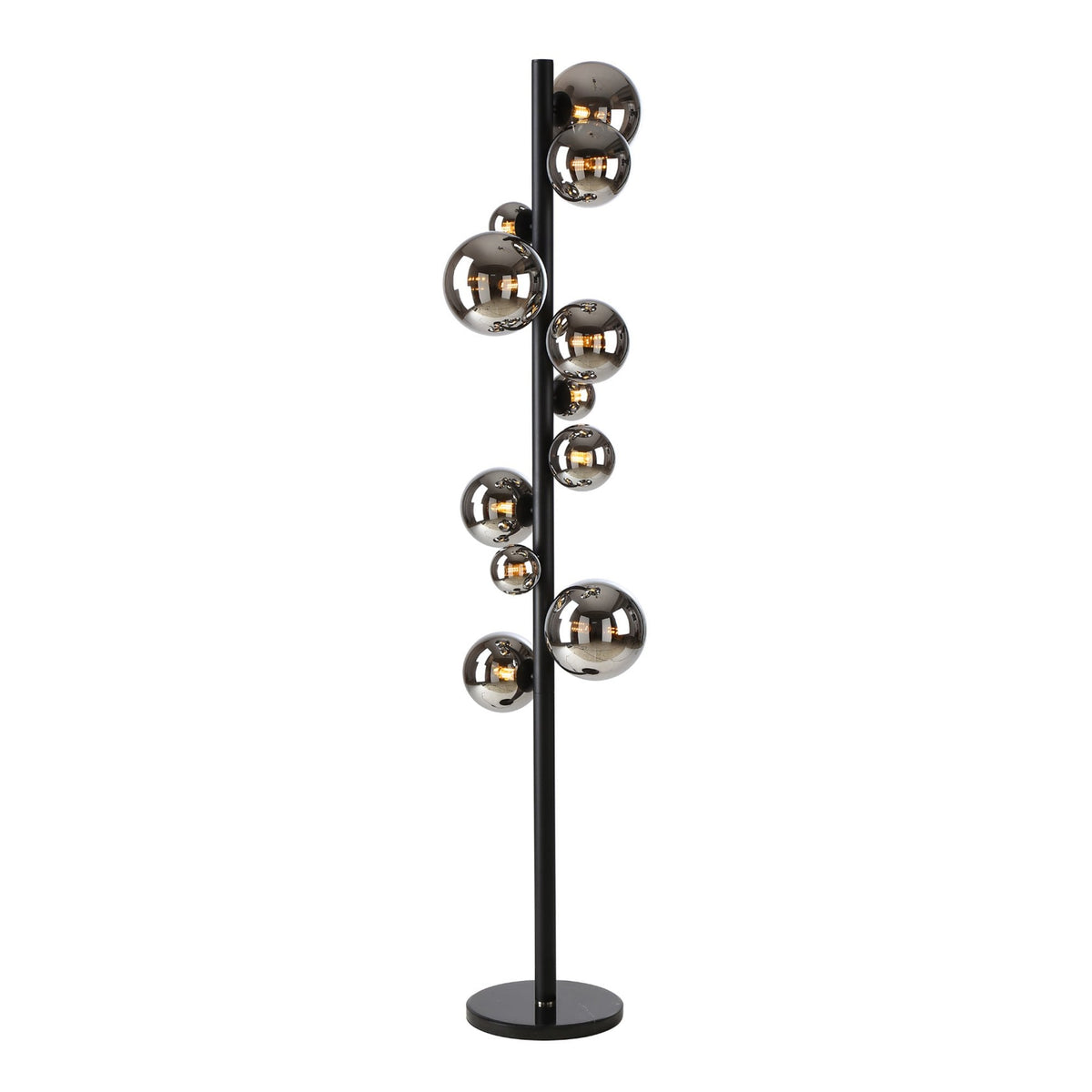 Shute 11lt Floor Lamp in Satin Black & Chrome Plated Glass