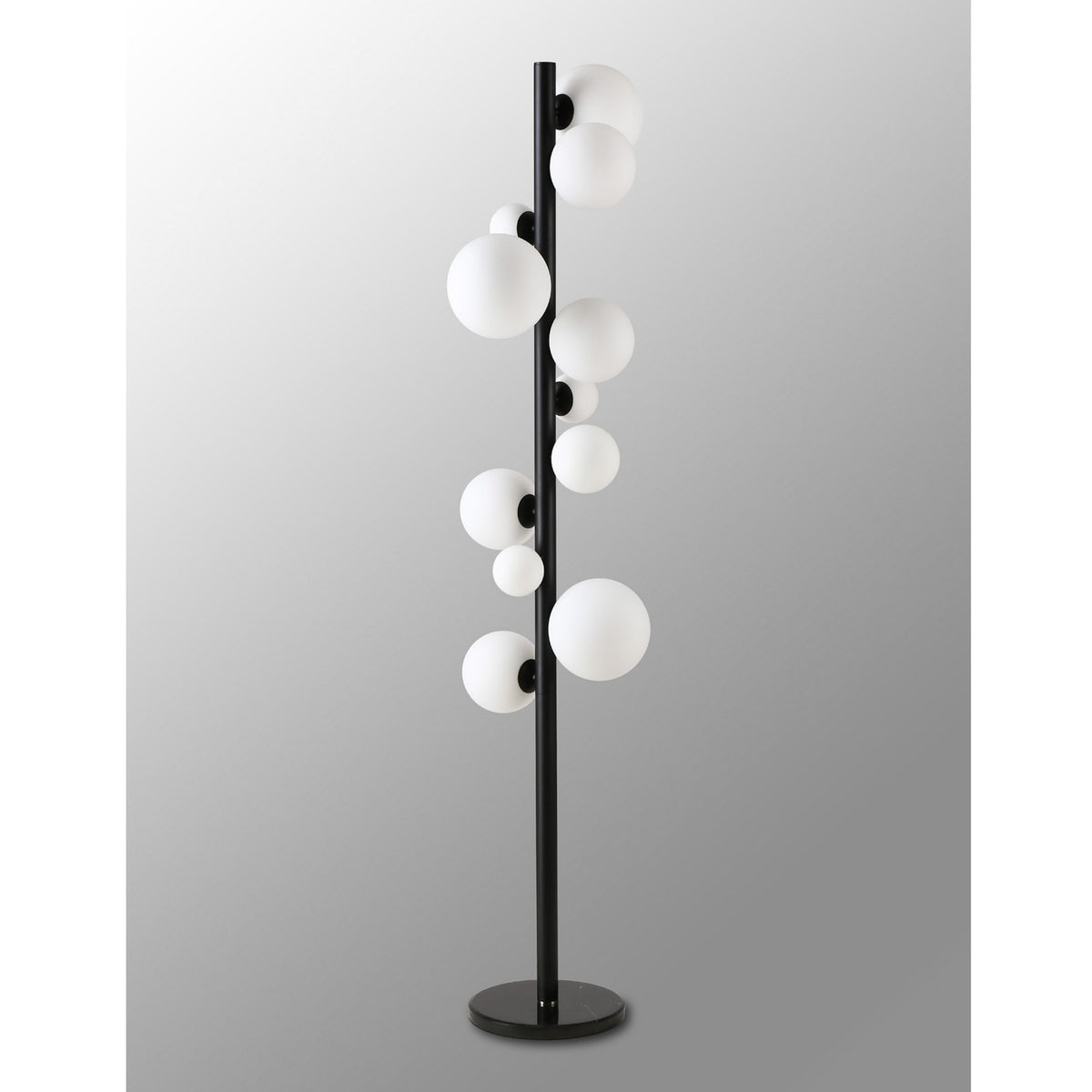 Shute 11lt Floor Lamp in Satin Black & Opal Glass