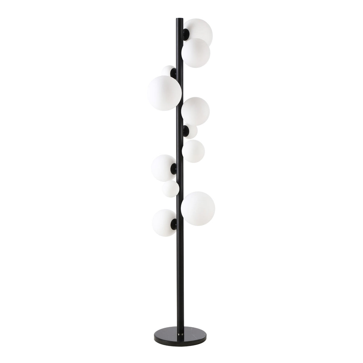 Shute 11lt Floor Lamp in Satin Black & Opal Glass