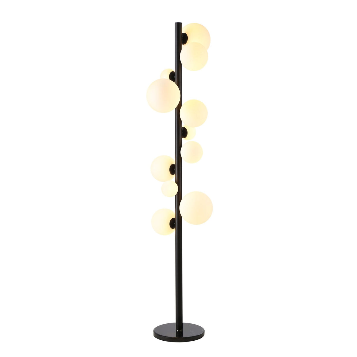Shute 11lt Floor Lamp in Satin Black & Opal Glass