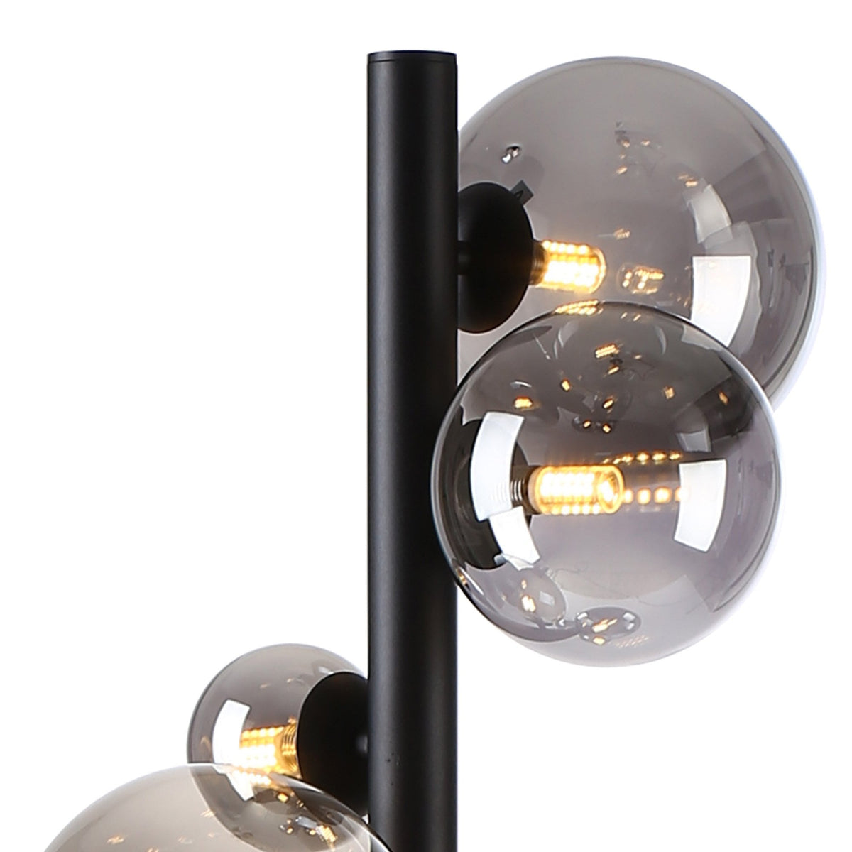 Shute 11lt Floor Lamp in Satin Black & Smoked Plated Glass