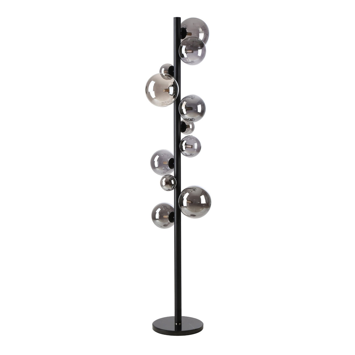Shute 11lt Floor Lamp in Satin Black & Smoked Plated Glass