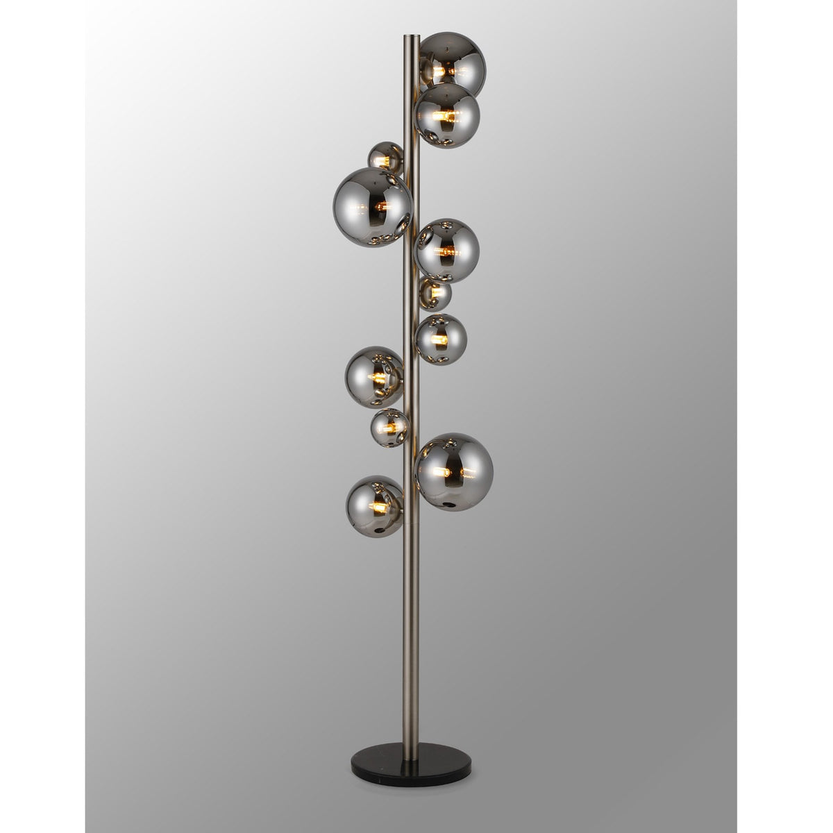 Shute 11lt Floor Lamp Satin Nickel & Chrome Plated Glass
