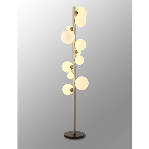 Shute 11lt Floor Lamp in Satin Nickel & Opal Glass
