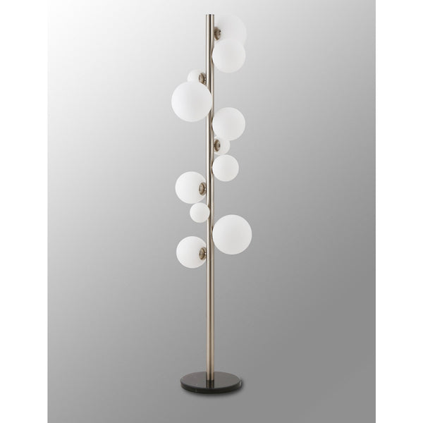 Shute 11lt Floor Lamp in Satin Nickel & Opal Glass