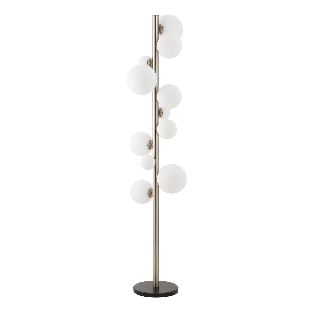 Shute 11lt Floor Lamp in Satin Nickel & Opal Glass