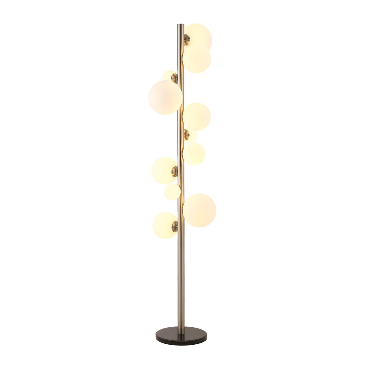 Shute 11lt Floor Lamp in Satin Nickel & Opal Glass