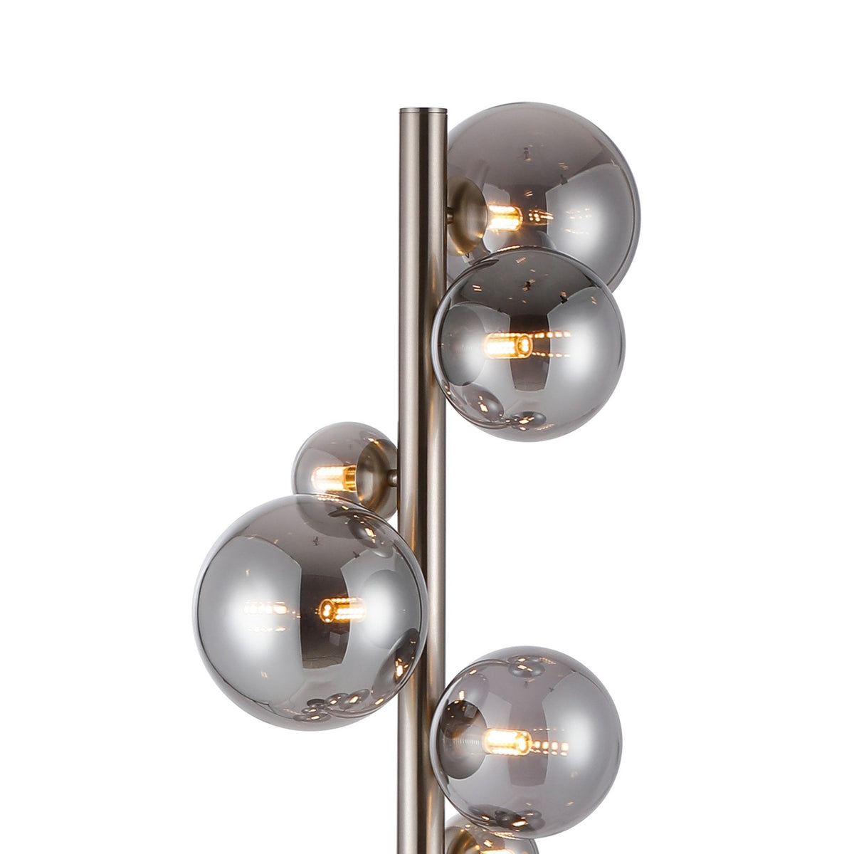 Shute 11lt Floor Lamp in Satin Nickel & Smoked Plated Glass