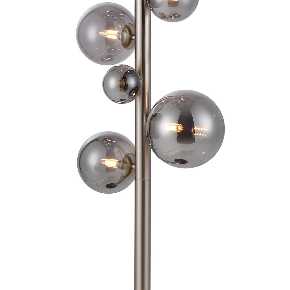 Shute 11lt Floor Lamp in Satin Nickel & Smoked Plated Glass