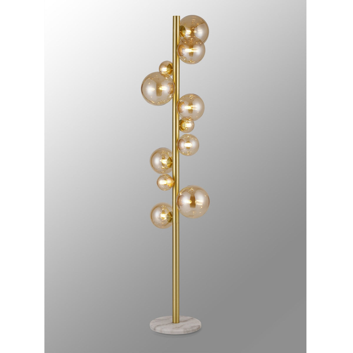 Shute 11lt Floor Lamp Satin & Amber Plated Glass