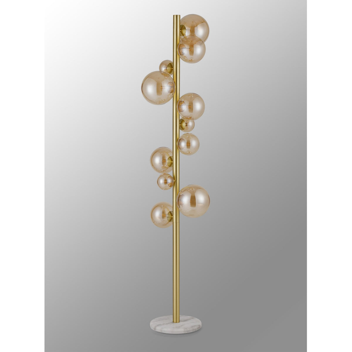 Shute 11lt Floor Lamp in Satin Gold & Amber Plated Glass