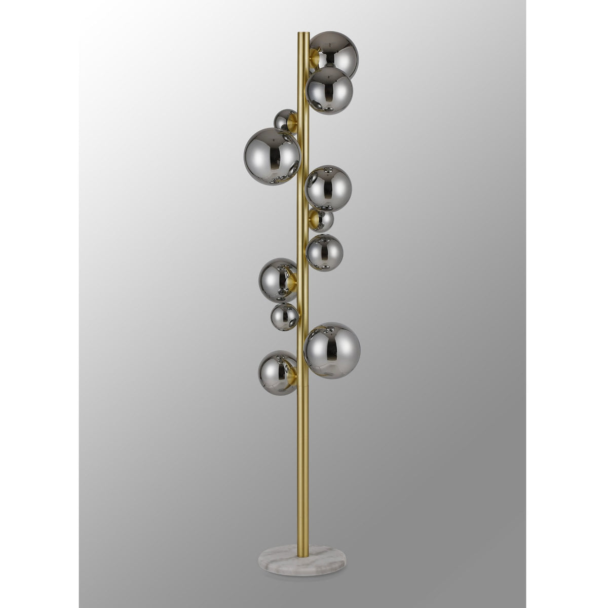 Shute 11lt Floor Lamp in Satin Gold & Chrome Plated Glass