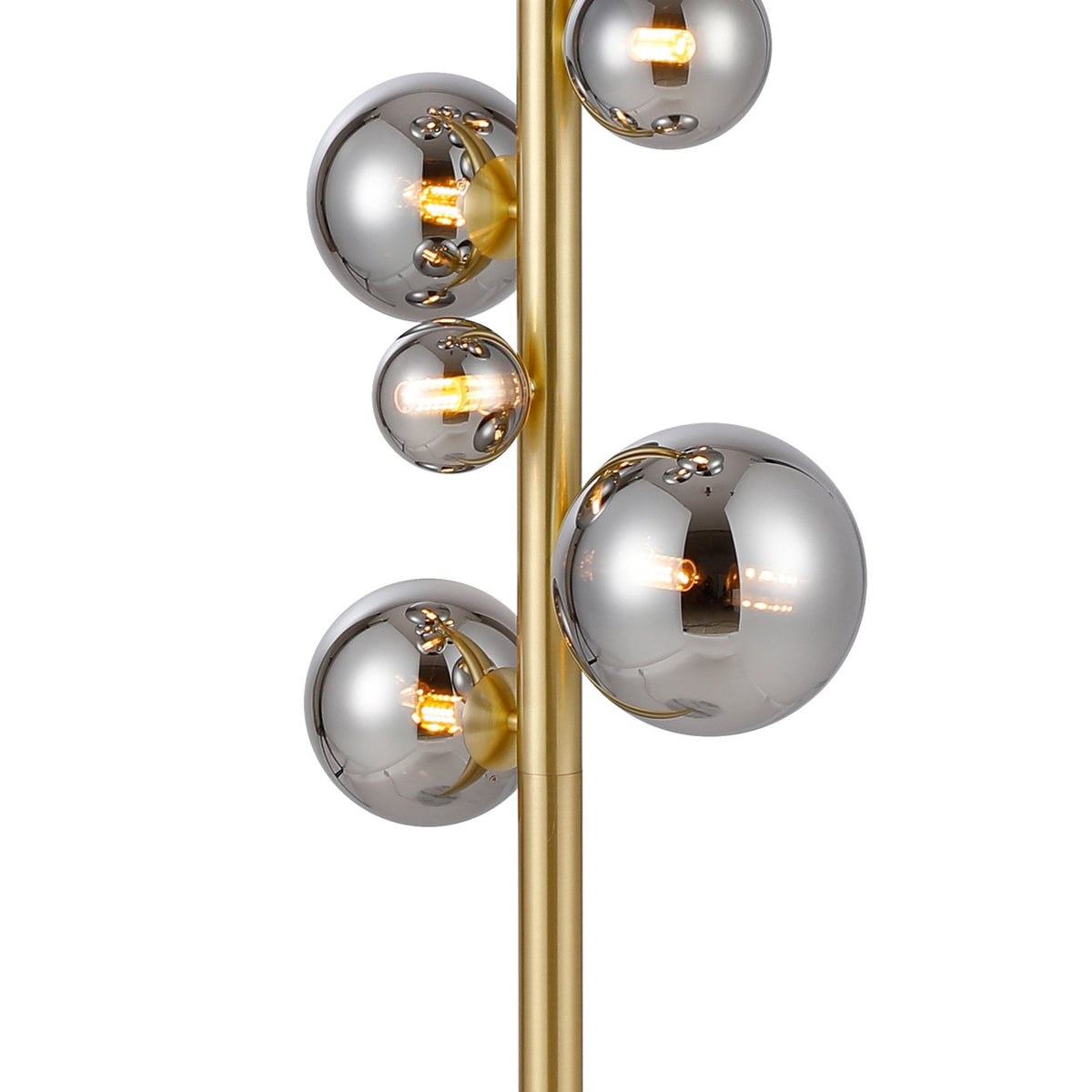 Shute 11lt Floor Lamp in Satin Gold & Chrome Plated Glass