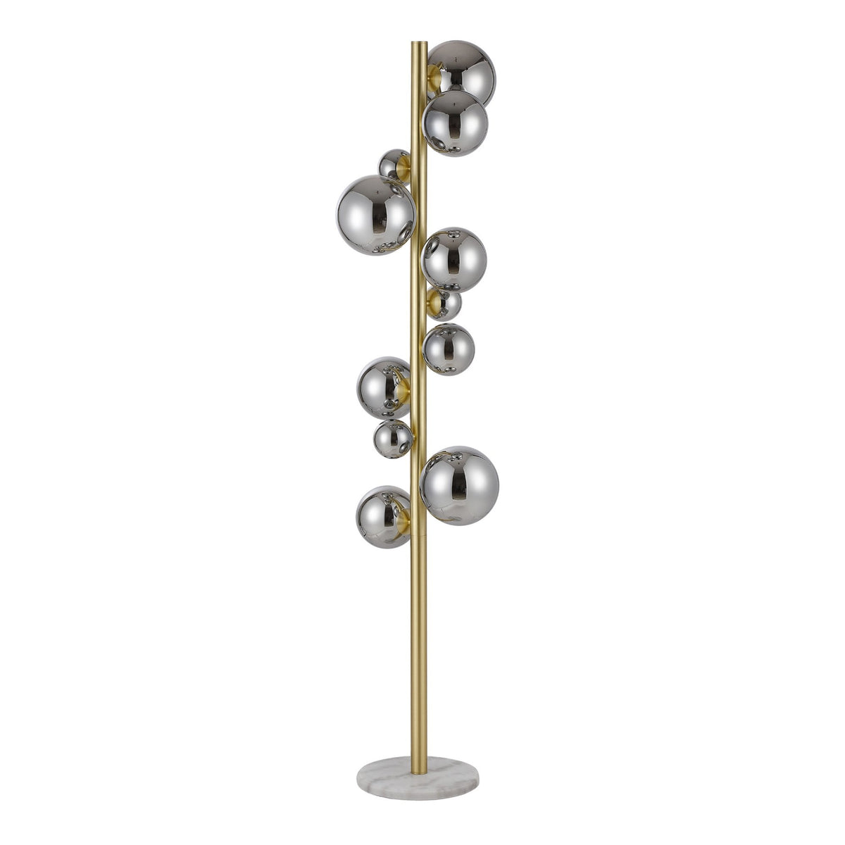 Shute 11lt Floor Lamp in Satin Gold & Chrome Plated Glass