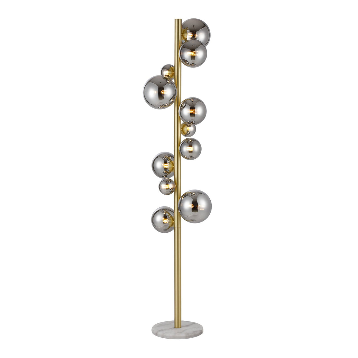 Shute 11lt Floor Lamp in Satin Gold & Chrome Plated Glass