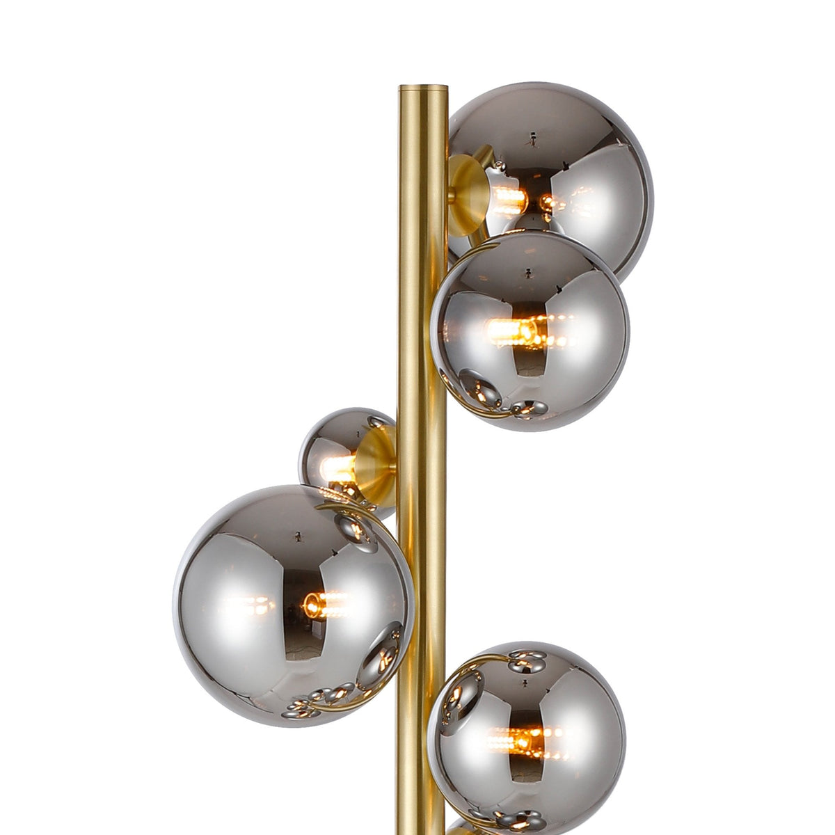 Shute 11lt Floor Lamp in Satin Gold & Chrome Plated Glass