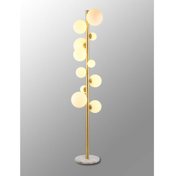 Shute 11lt Floor Lamp in Satin Gold & Opal Glass