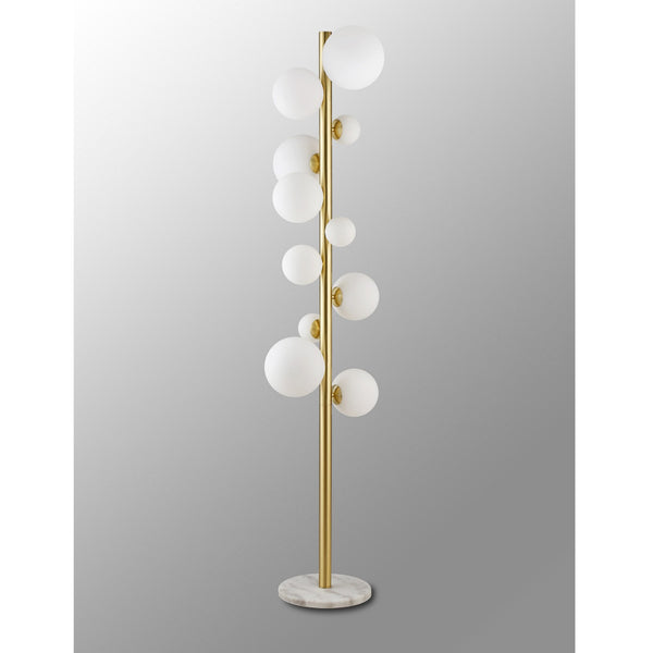 Shute 11lt Floor Lamp in Satin Gold & Opal Glass