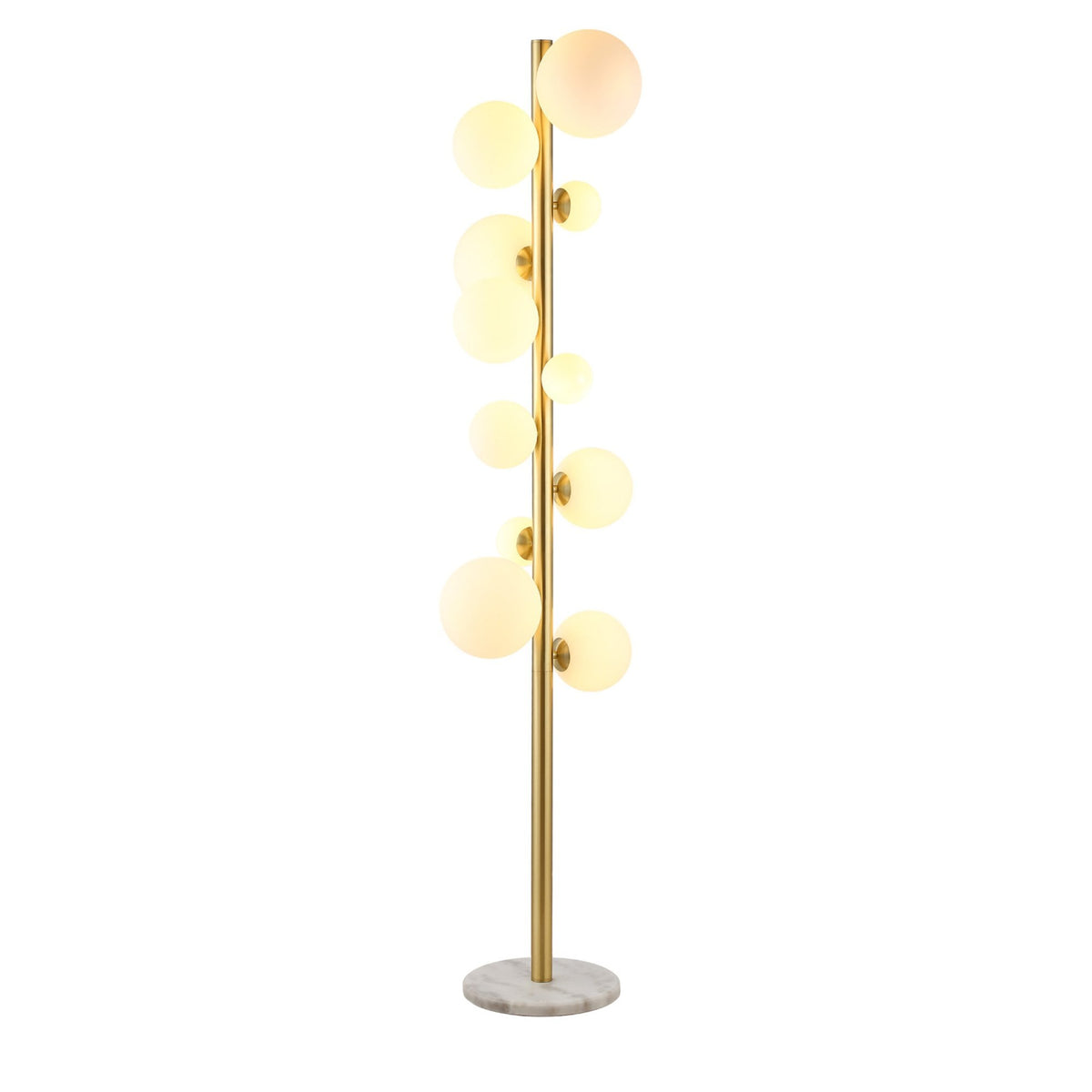Shute 11lt Floor Lamp in Satin Gold & Opal Glass