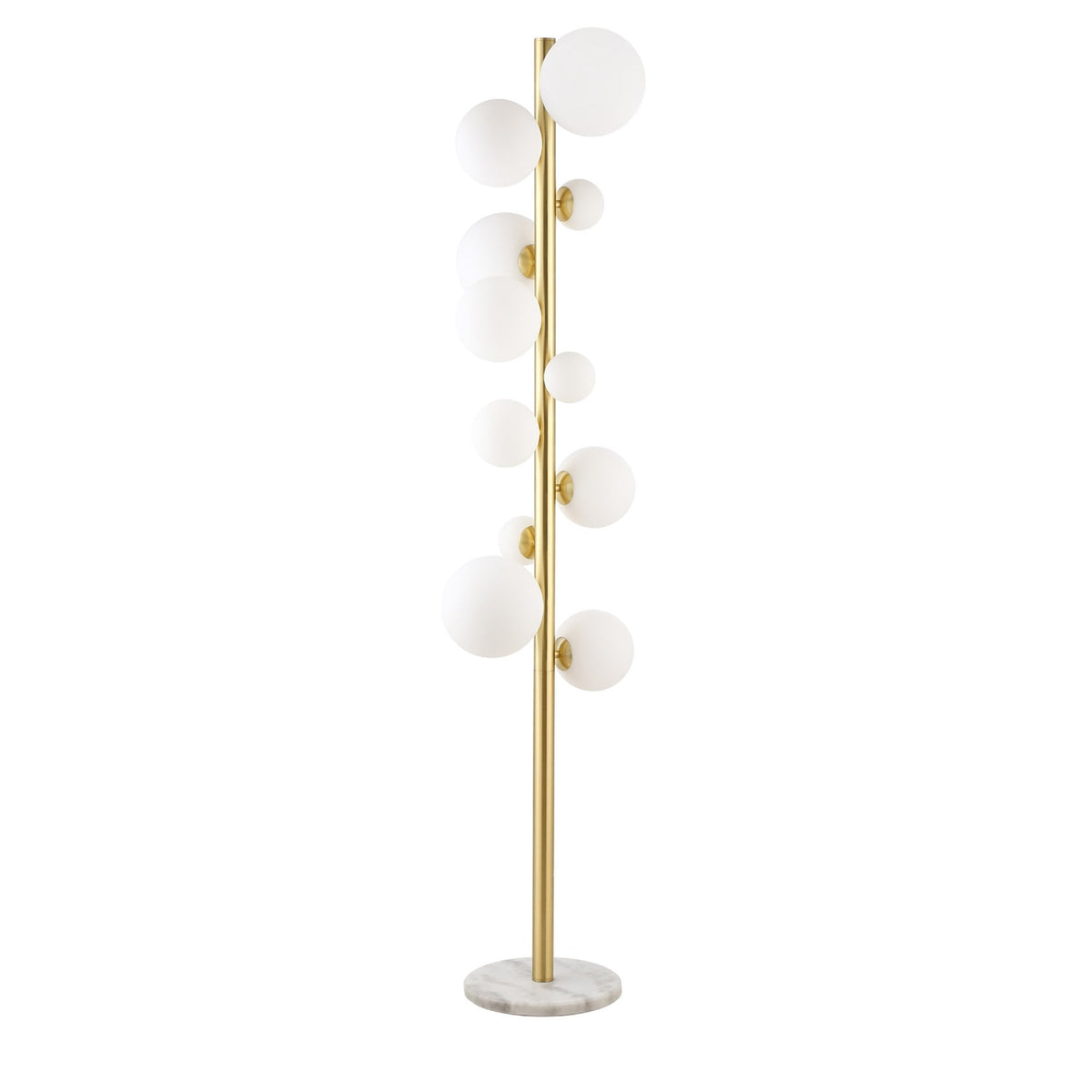 Shute 11lt Floor Lamp in Satin Gold & Opal Glass