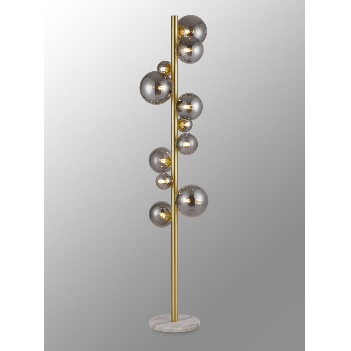 Shute 11lt Floor Lamp Satin & Smoked Plated Glass