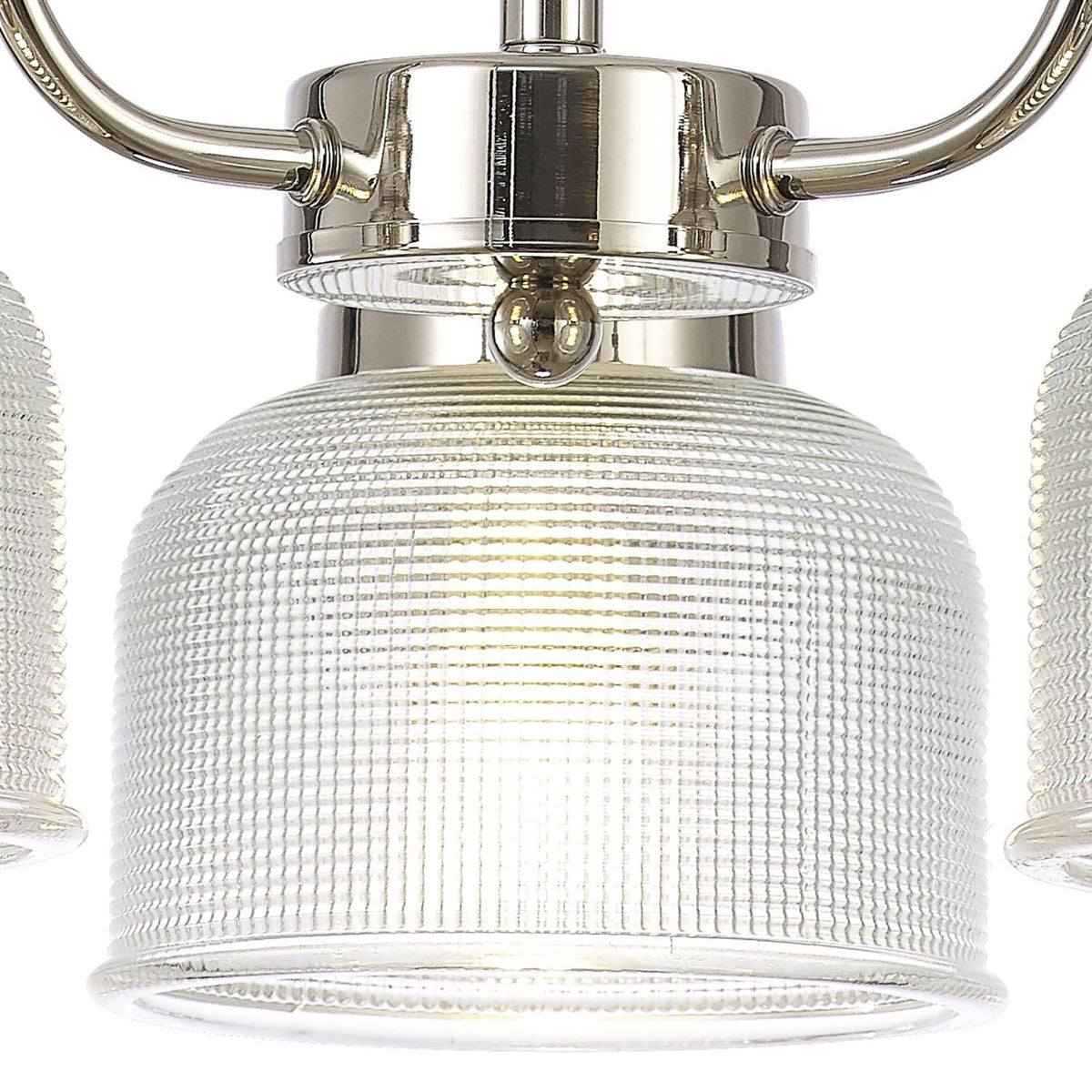 Stowford 3lt Pendant or Semi Flush Light in Polished Nickel & Clear Prismatic Glass