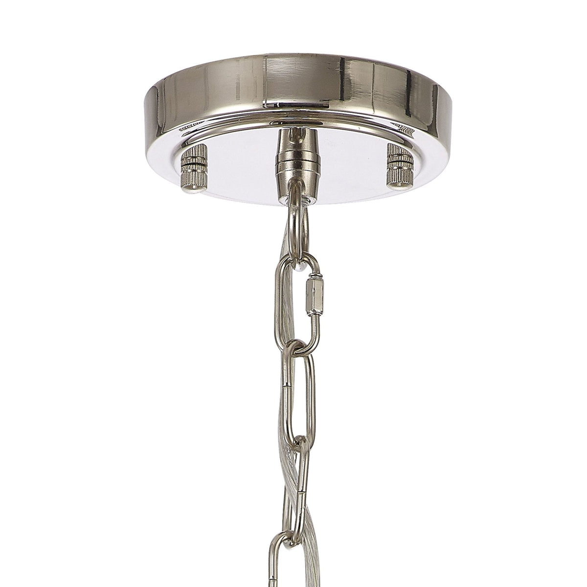 Stowford 3lt Pendant or Semi Flush Light in Polished Nickel & Clear Prismatic Glass