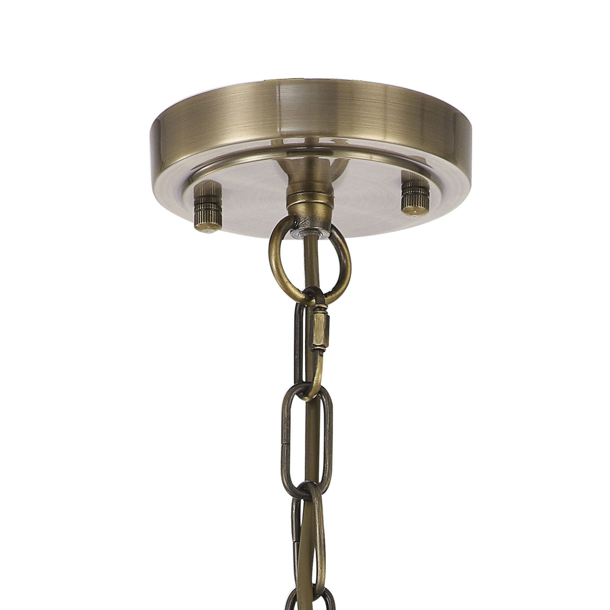 Stowford 3lt Pendant or Semi Flush Light in Antique Brass & Clear Prismatic Glass