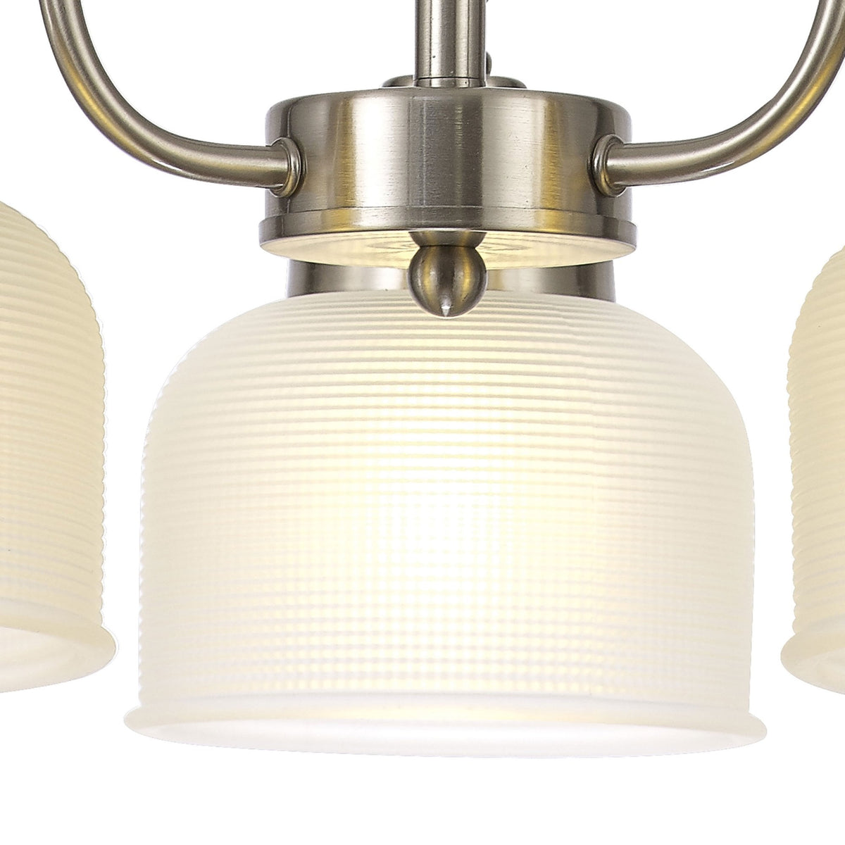 Stowford 3lt Pendant or Semi Flush Light in Satin Nickel & Frosted Prismatic Glass