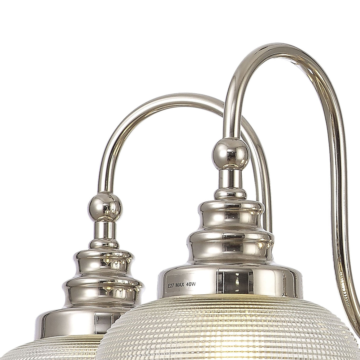 Stowford 5lt Pendant or Semi Flush Light in Polished Nickel & Clear Prismatic Glass
