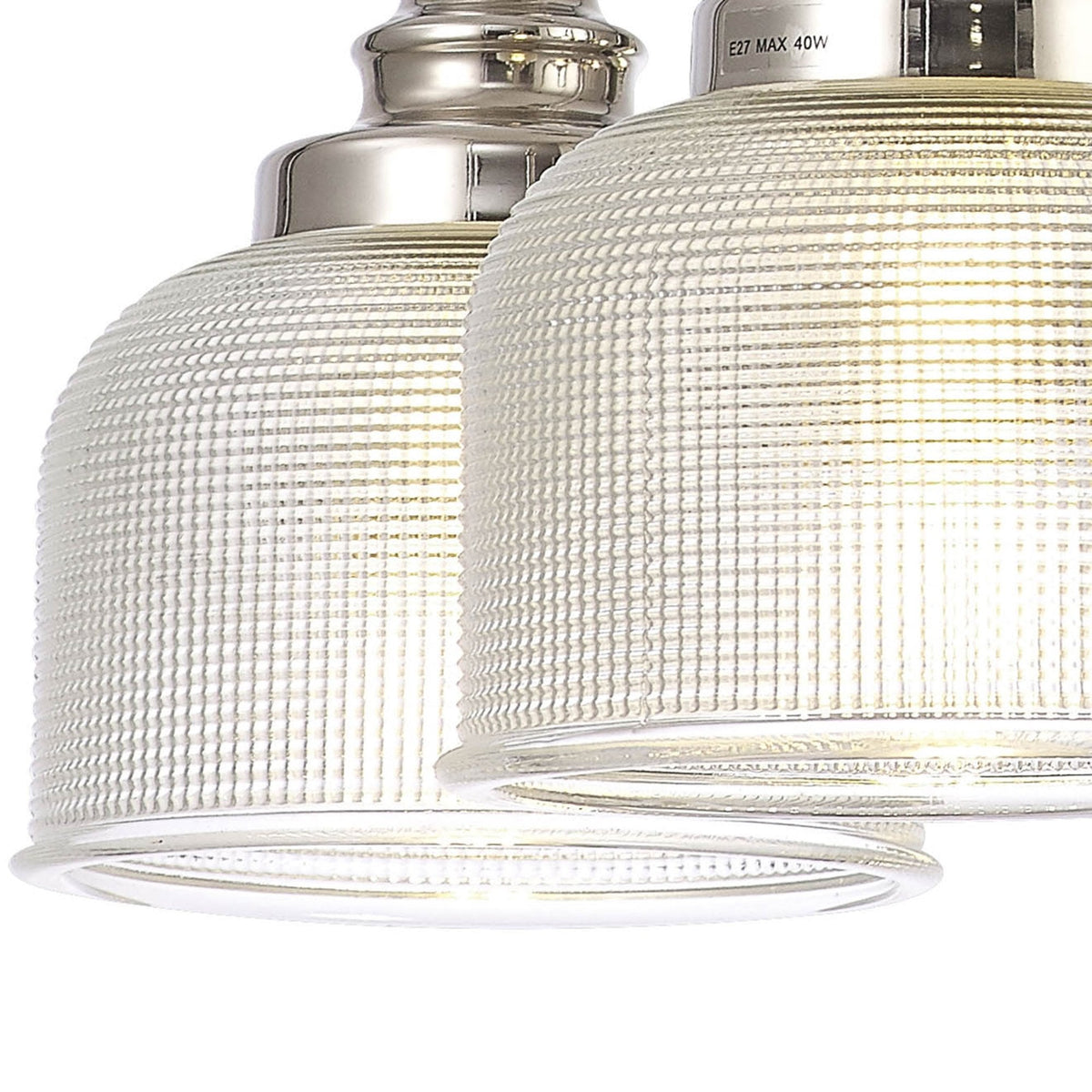 Stowford 5lt Pendant or Semi Flush Light in Polished Nickel & Clear Prismatic Glass