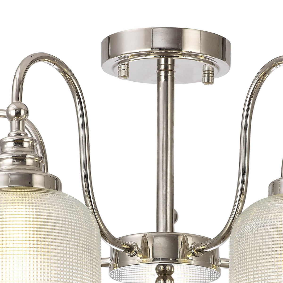 Stowford 5lt Pendant or Semi Flush Light in Polished Nickel & Clear Prismatic Glass