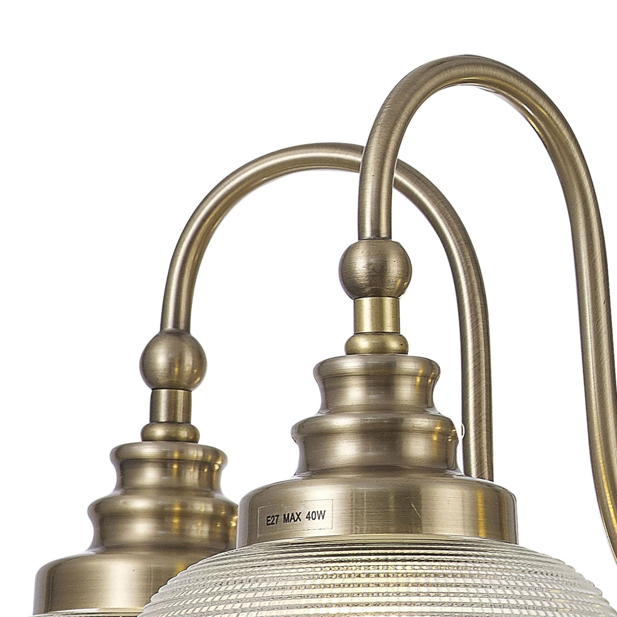 Stowford 5lt Pendant or Semi Flush Light in Antique Brass & Clear Prismatic Glass