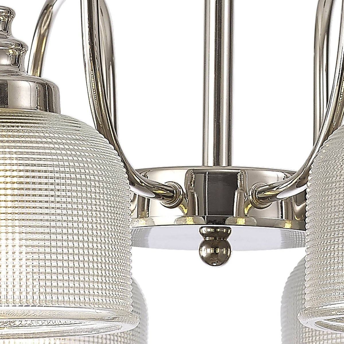 Stowford 8lt Pendant or Semi Flush Light in Polished Nickel & Clear Prismatic Glass