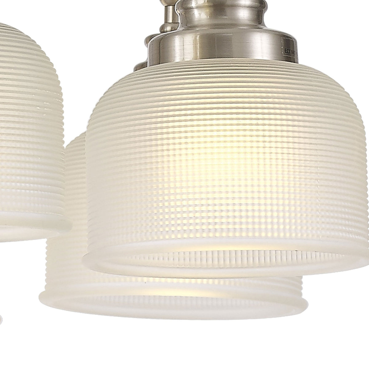 Stowford 8lt Pendant or Semi Flush Light in Satin Nickel & Frosted Prismatic Glass